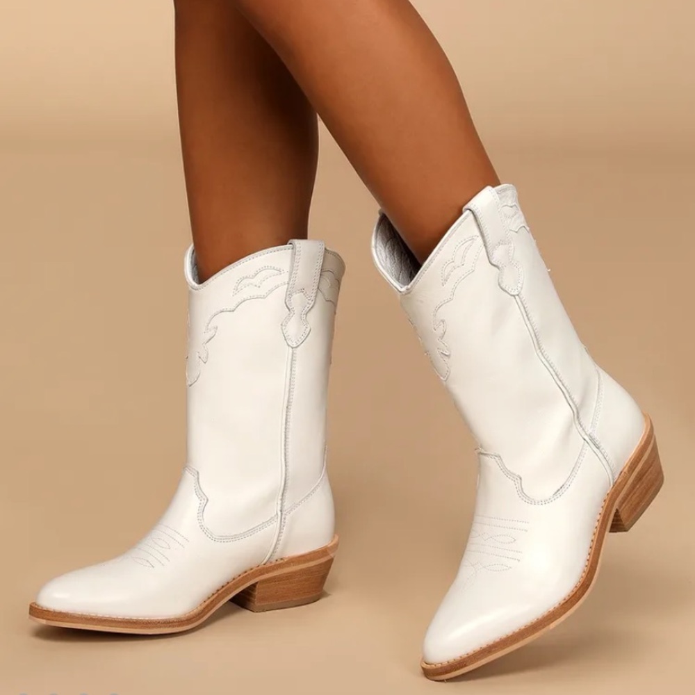 White Cowboy Boots - STEVE MADDEN Laredo White Leather Boots
